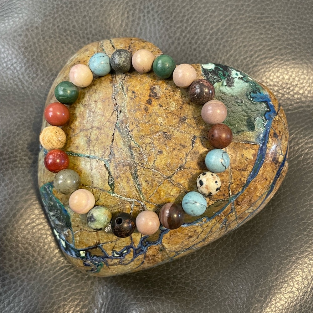 Multicolor jasper, turquoise colors natural stone Beaded Bracelet.